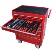 George Tools Werkzeugwagen gefüllt 7 Schubladen 144-teilig rot