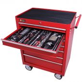 George Tools Werkzeugwagen gefüllt 7 Schubladen 253-teilig rot